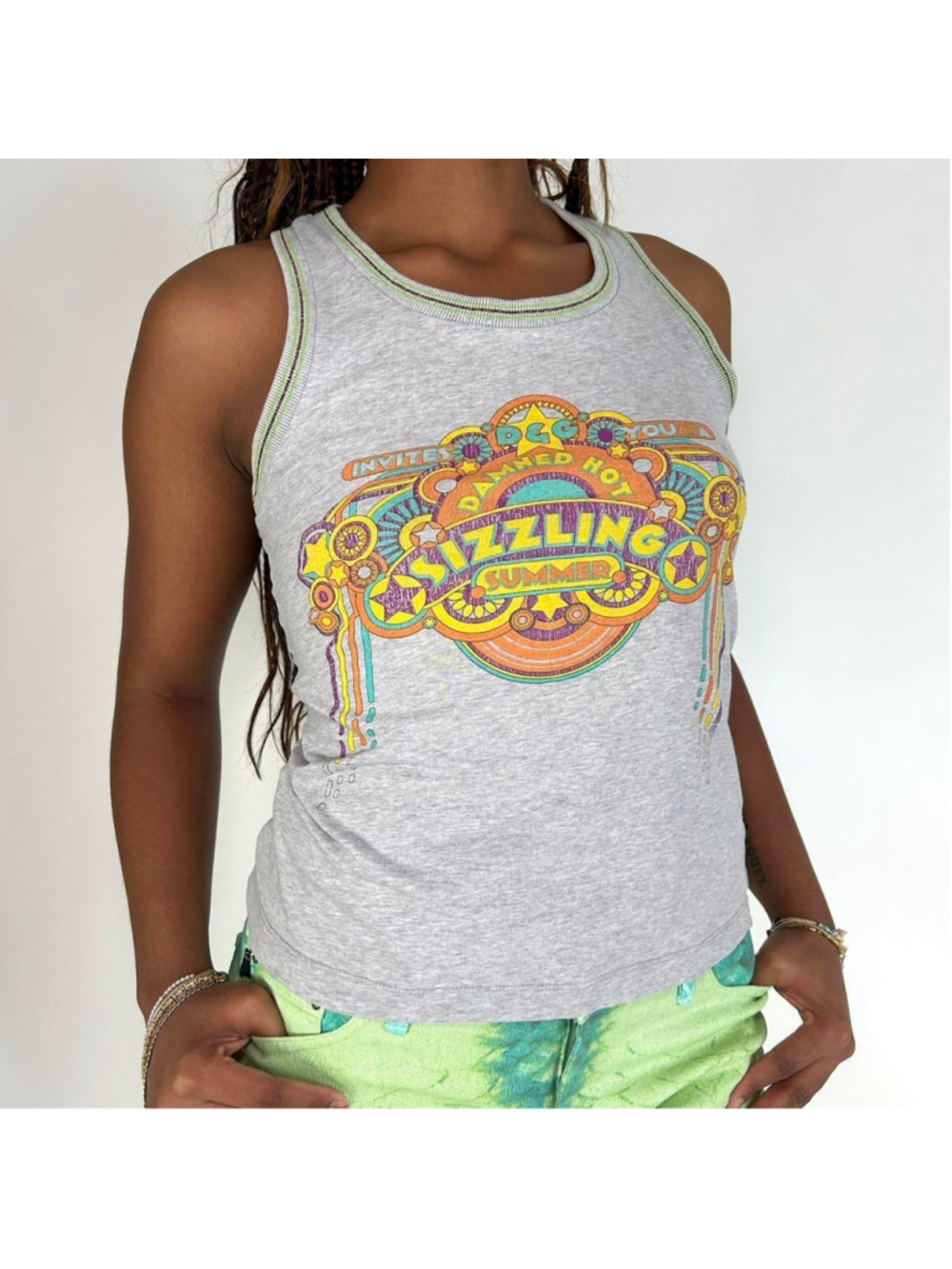 vintage D&G gray tank top, ‘Damned Hot Sizzling Summer’